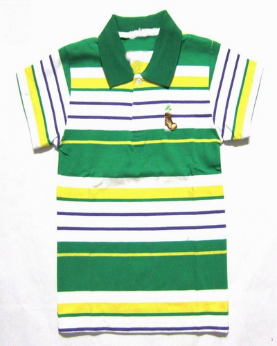 Kids polo shirts stripe design green yellow white - Click Image to Close